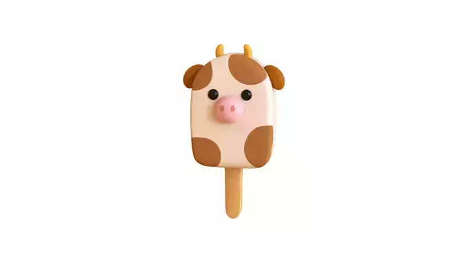 LowPoly Kawaii Cow Ice Cream