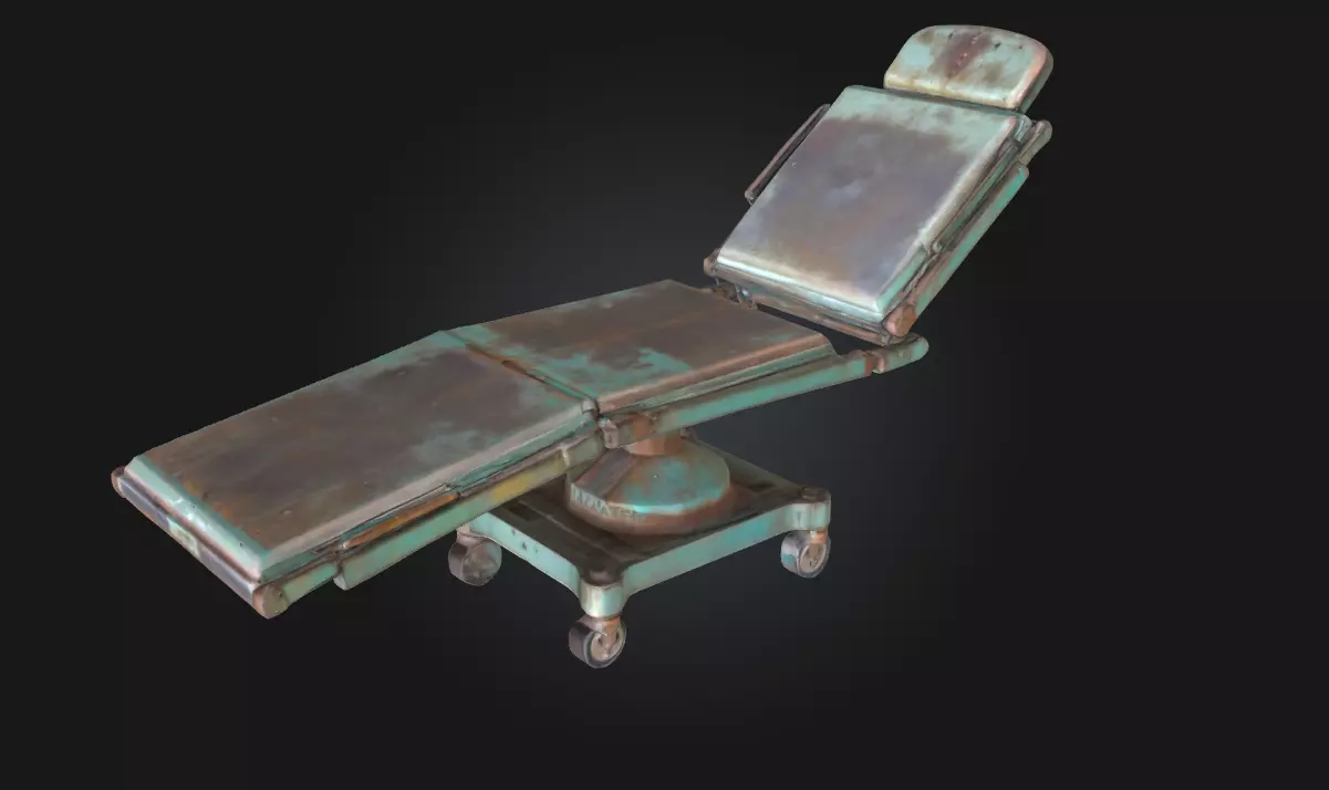 Rustic Examination Table Timeworn Medical Relic 3D model