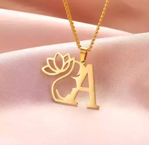 Lotus ladies face letter pendant necklace    01 3D print model
