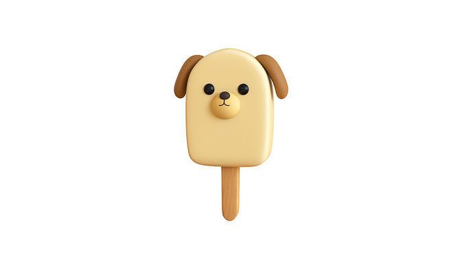 LowPoly Kawaii Dog Ice Cream Low-poly 3D model