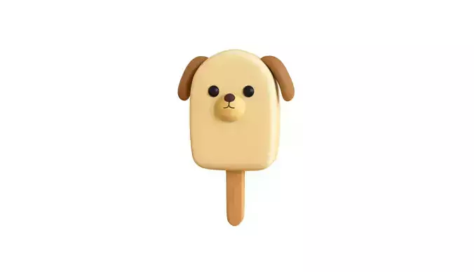 LowPoly Kawaii Dog Ice Cream