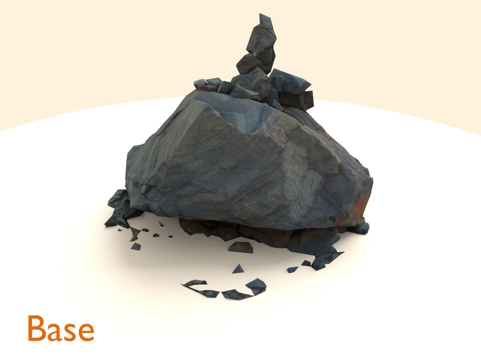 Sharp Dark Stone Pile Low-poly 3D model_2