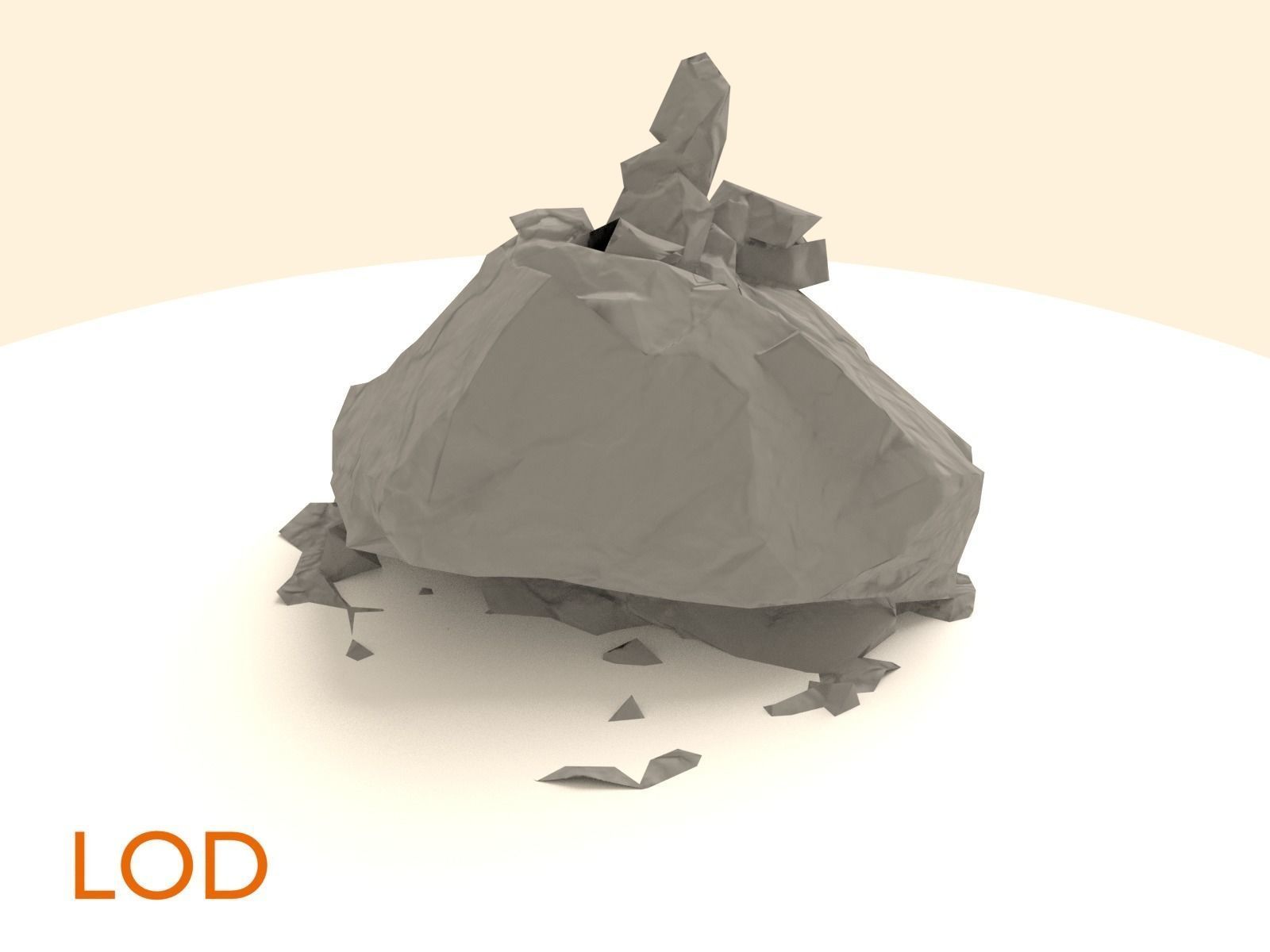 Sharp Dark Stone Pile Low-poly 3D model_6