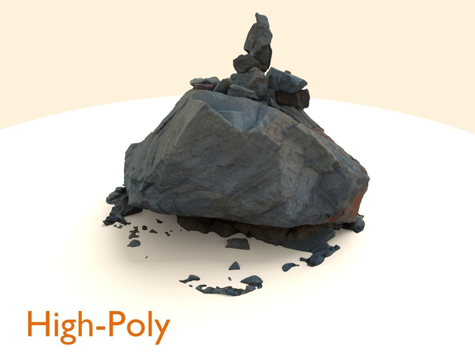 Sharp Dark Stone Pile Low-poly 3D model
