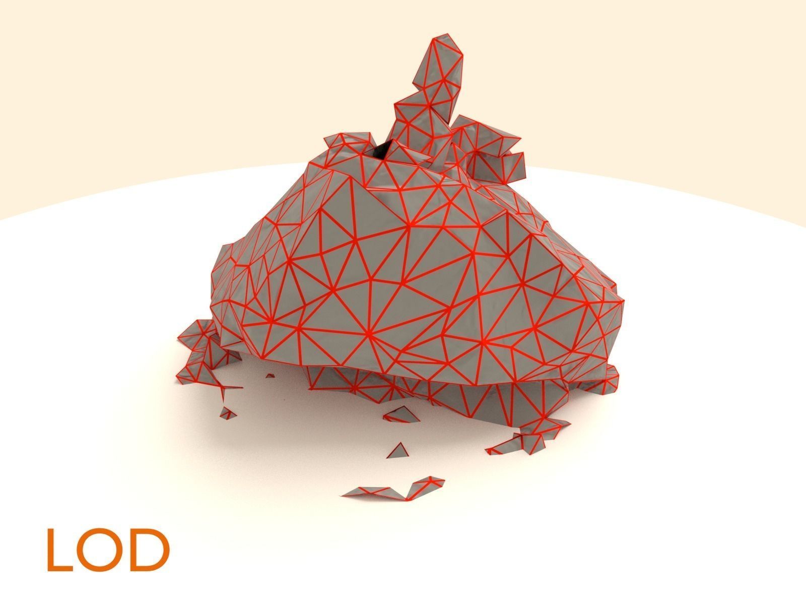 Sharp Dark Stone Pile Low-poly 3D model_7