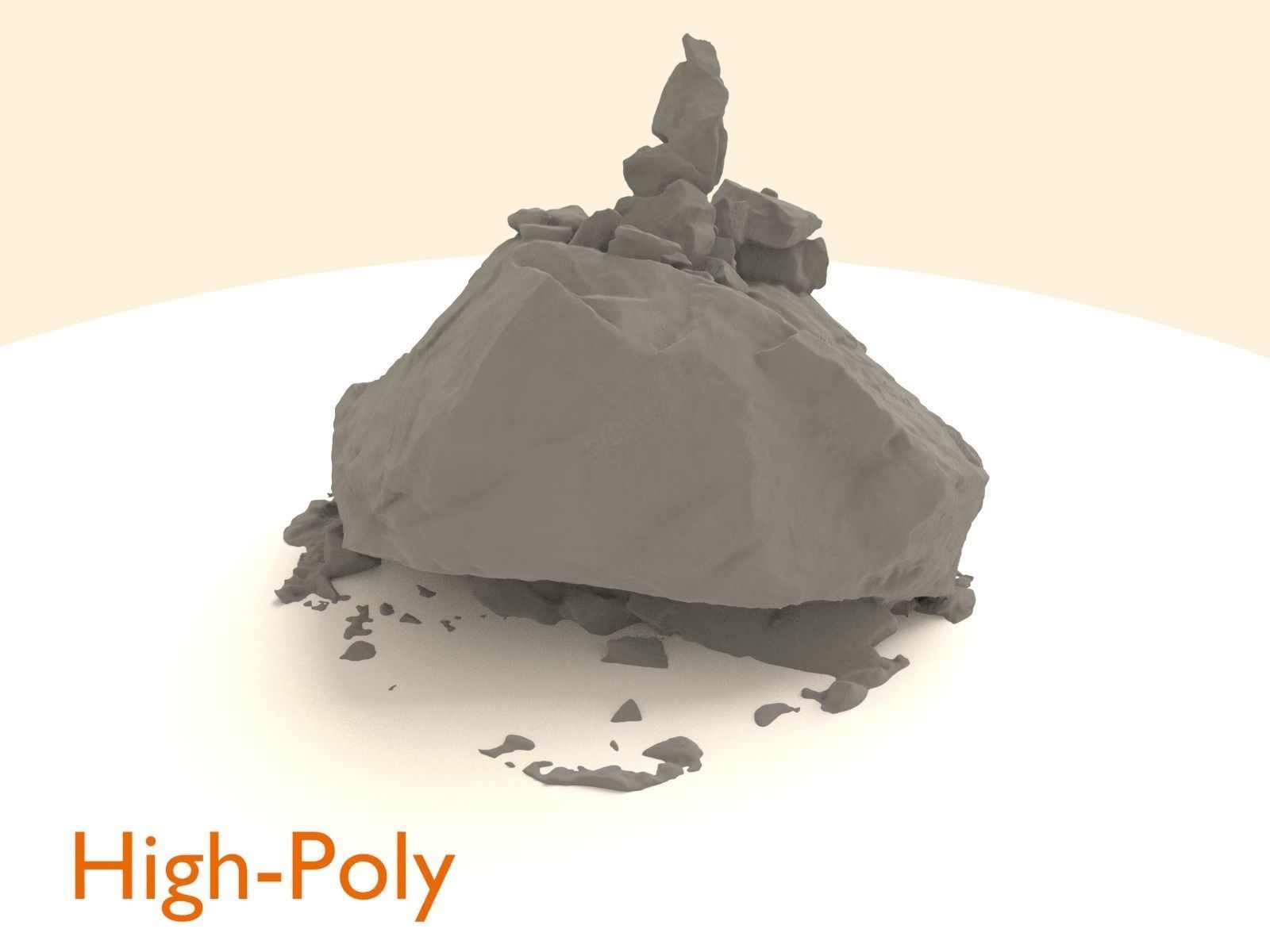 Sharp Dark Stone Pile Low-poly 3D model_1