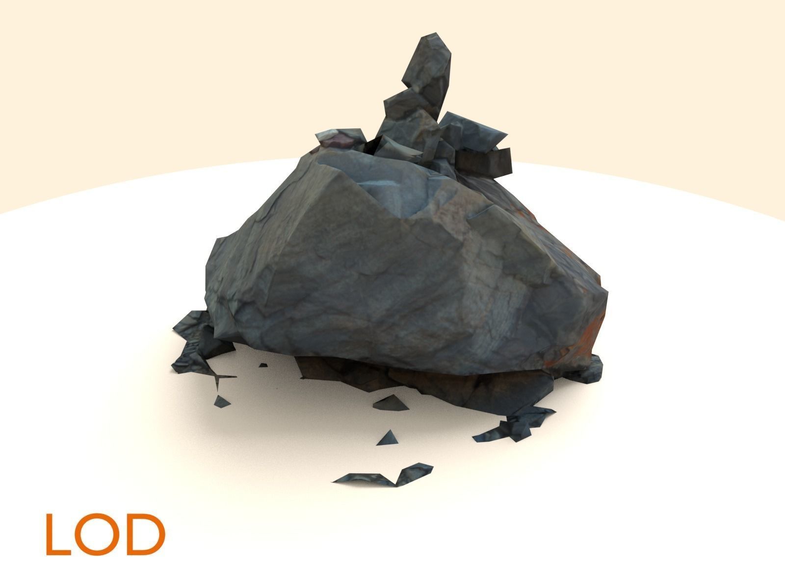 Sharp Dark Stone Pile Low-poly 3D model_5