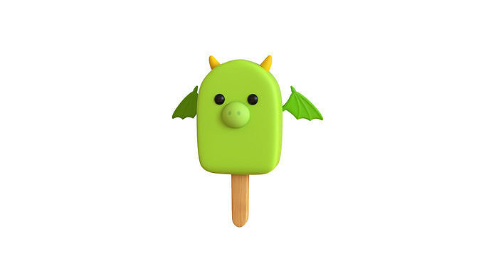 LowPoly Kawaii Dragon Ice Cream Low-poly 3D model