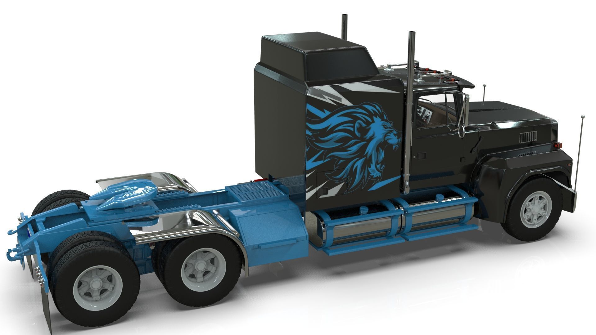 LTL 9000 Sleeper Cab Tandem 3D Model BLENDER 3D model_17