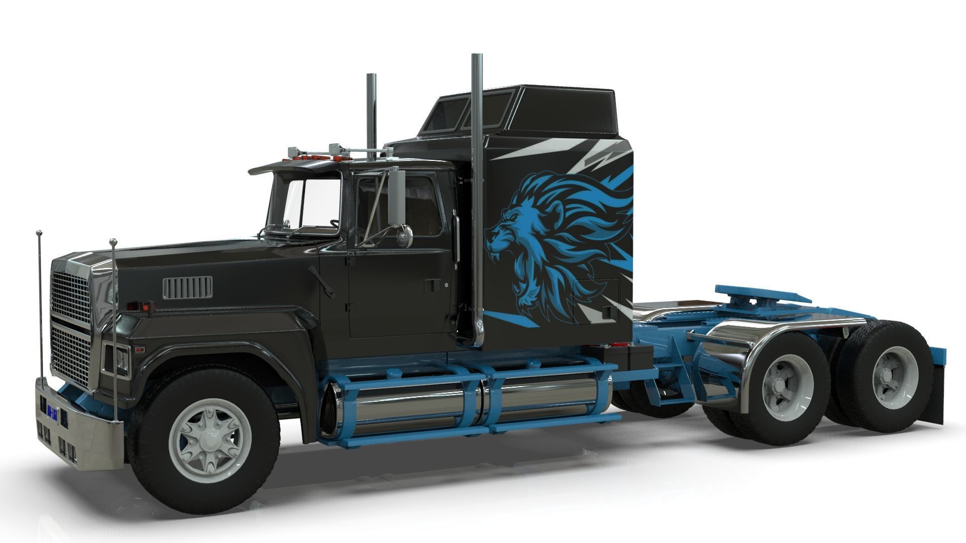 LTL 9000 Sleeper Cab Tandem 3D Model BLENDER 3D model_19