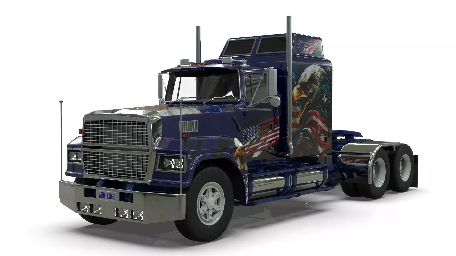 LTL 9000 Sleeper Cab Tandem 3D Model BLENDER 3D model_0