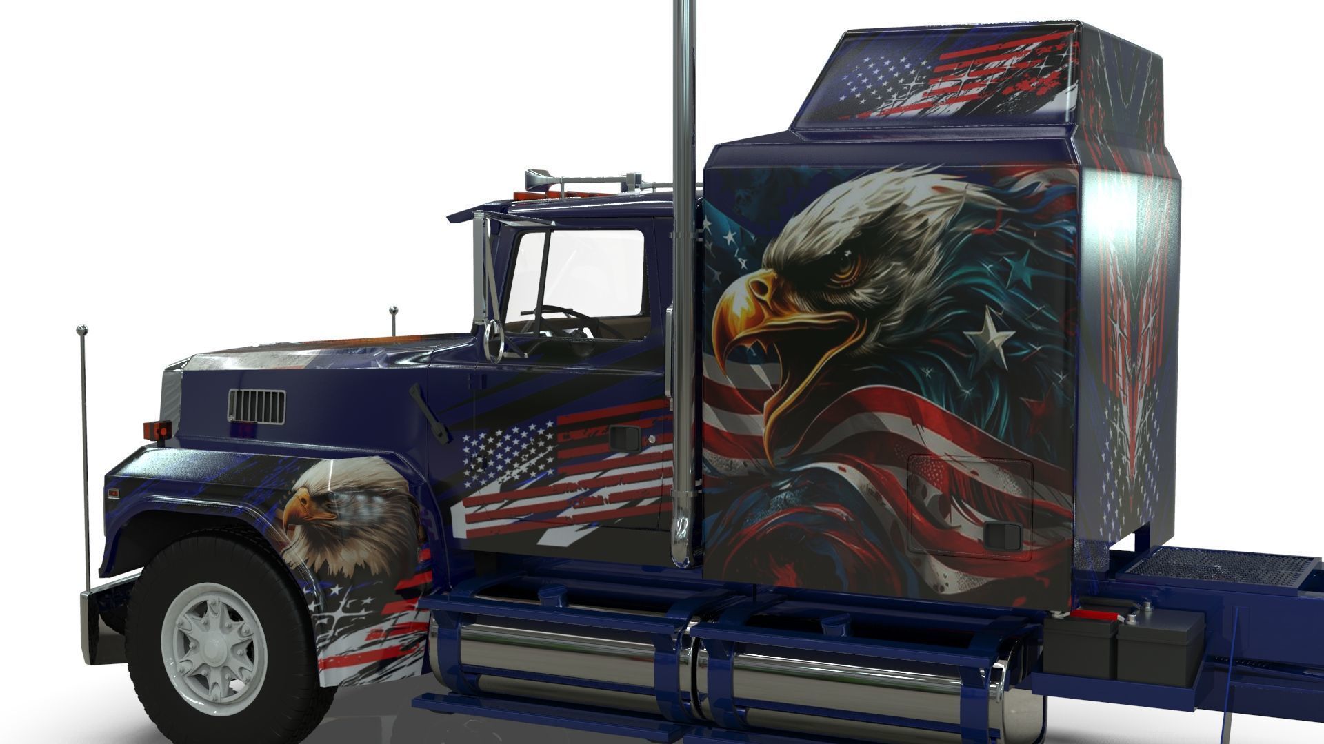 LTL 9000 Sleeper Cab Tandem 3D Model BLENDER 3D model_9