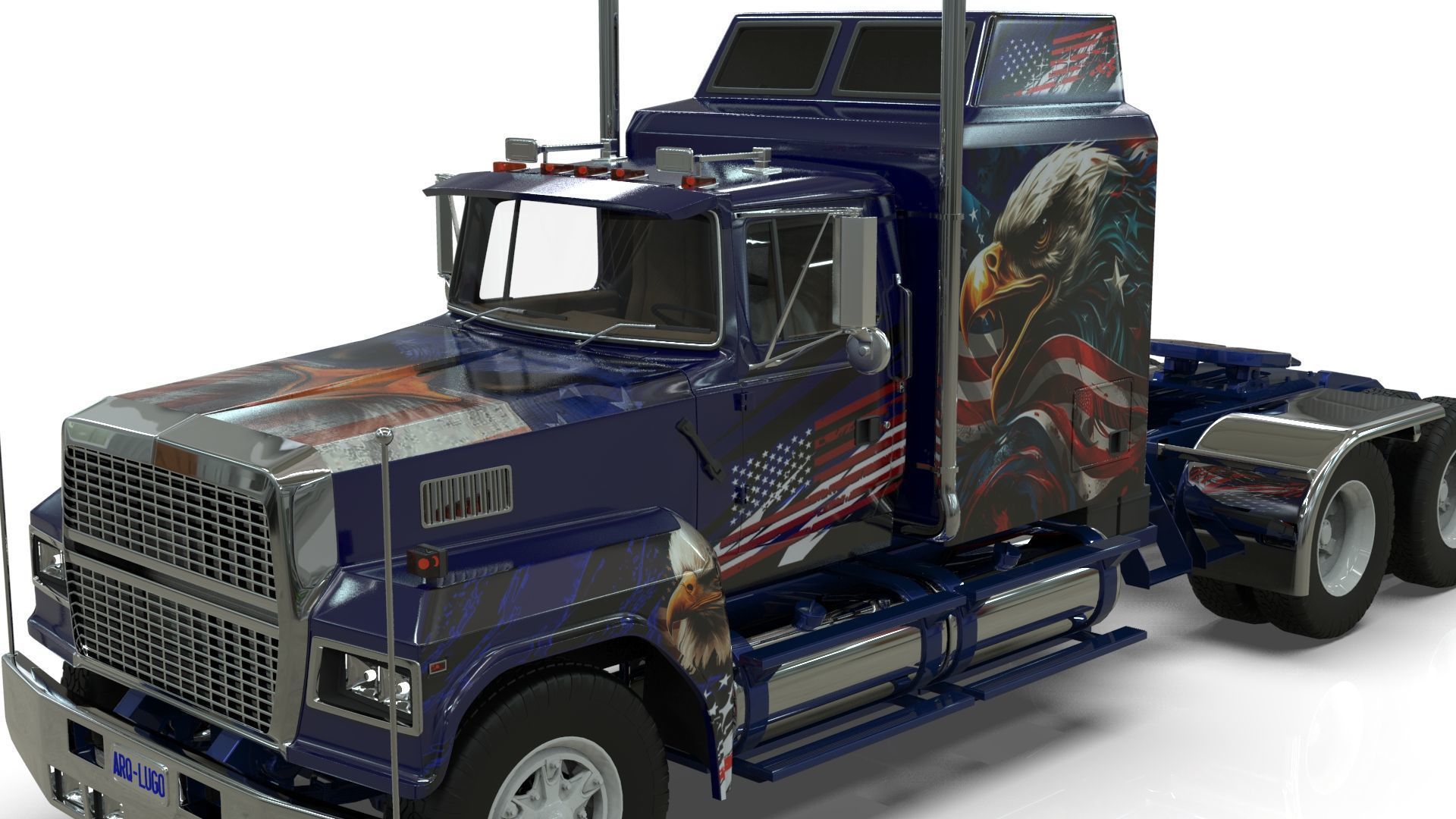 LTL 9000 Sleeper Cab Tandem 3D Model BLENDER 3D model_8