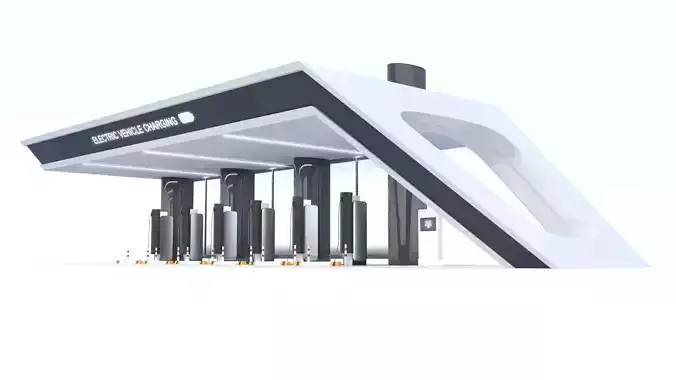Electric Vehicle Charging Station 3D Model - PBR 8K Textures Low-poly 3D model Electric Vehicle Charging Station 3D Model - PBR 8K Textures Low-poly 3D model