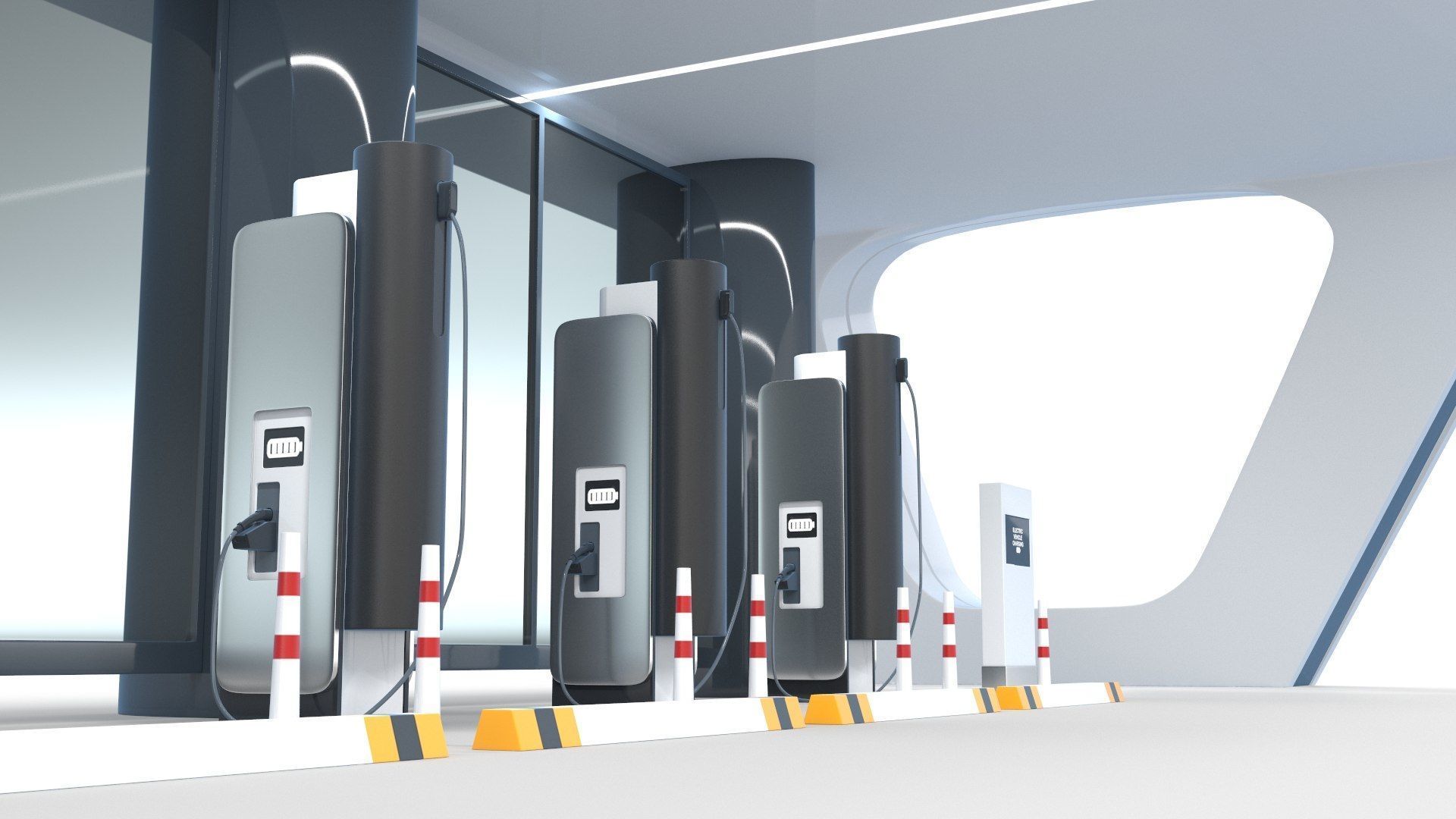 Electric Vehicle Charging Station 3D Model - PBR 8K Textures Low-poly 3D model_6