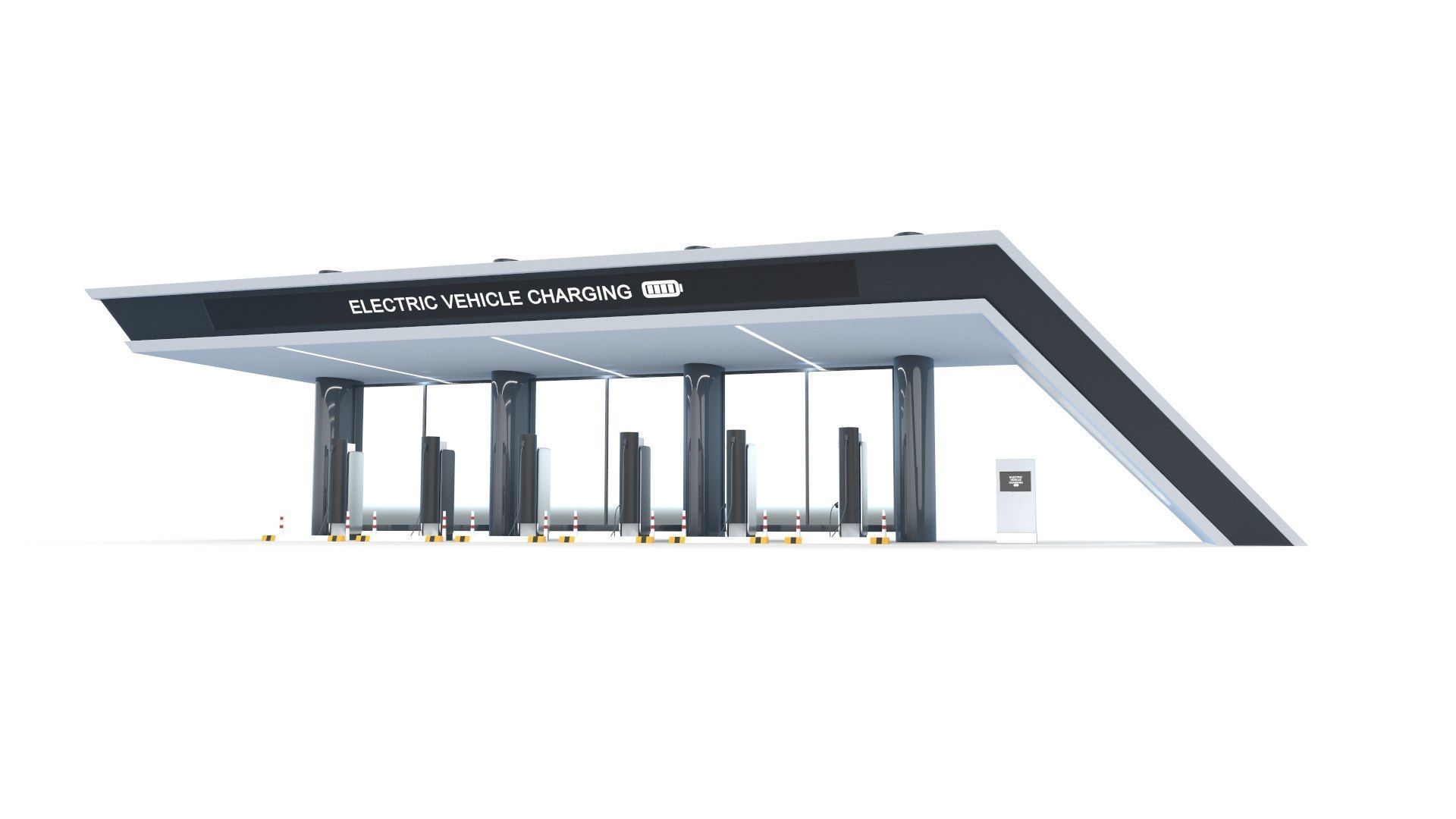 Electric Vehicle Charging Station 3D Model - PBR 8K Textures Low-poly 3D model_1