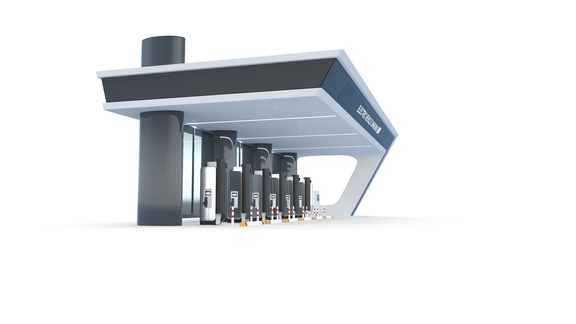 Electric Vehicle Charging Station 3D Model - PBR 8K Textures Low-poly 3D model_3