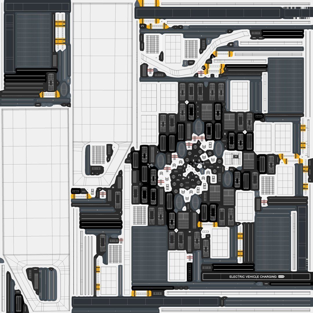 Electric Vehicle Charging Station 3D Model - PBR 8K Textures Low-poly 3D model_11