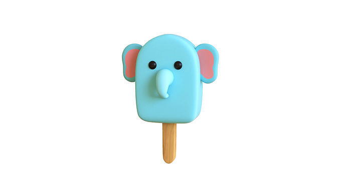 LowPoly Kawaii Elephant Ice Cream  Low-poly 3D model
