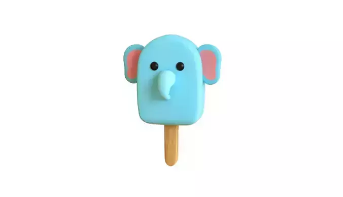 LowPoly Kawaii Elephant Ice Cream 