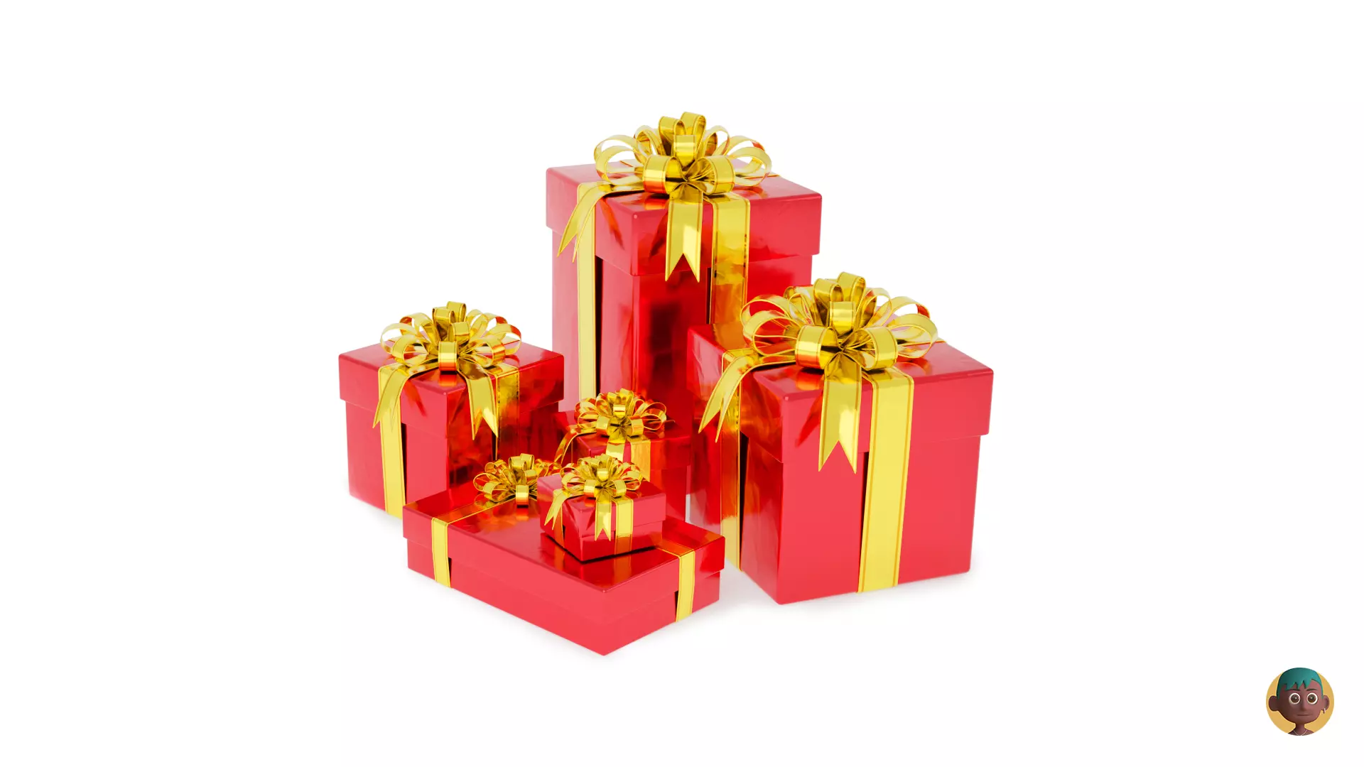 Gift Box Set Present Packages Low-poly 3D model_0