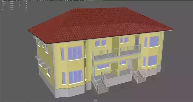 Low Poly Two-Story House 3D Model  Game-Ready Home
