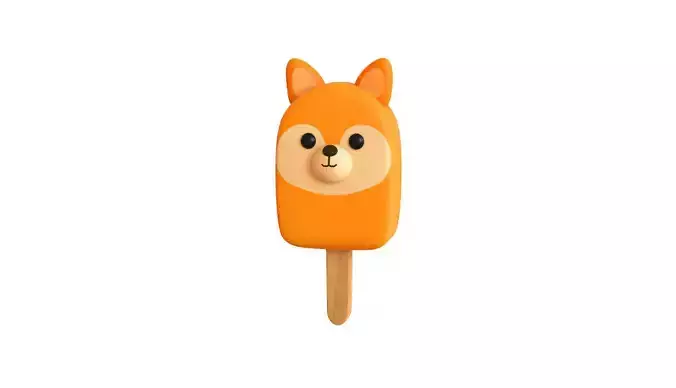 LowPoly Kawaii Fox Ice Cream 