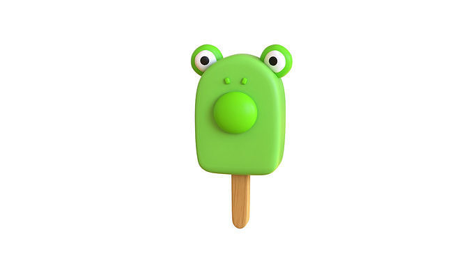 LowPoly Kawaii Frog Ice Cream Low-poly 3D model