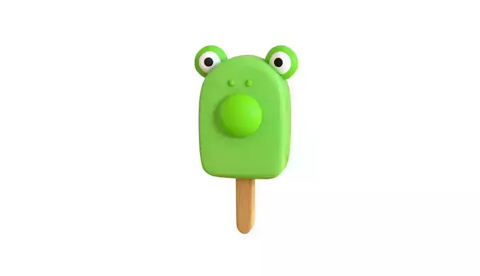 LowPoly Kawaii Frog Ice Cream