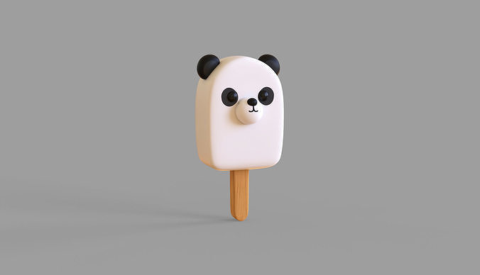 LowPoly Kawaii Panda Ice Cream Low-poly 3D model