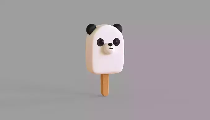LowPoly Kawaii Panda Ice Cream