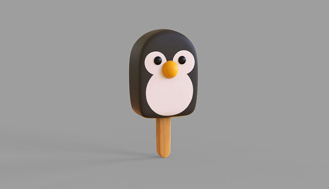 LowPoly Kawaii Penguin Ice Cream Low-poly 3D model