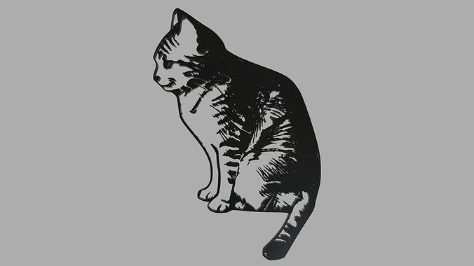 Cat 01 Silhouette 01 3D print model