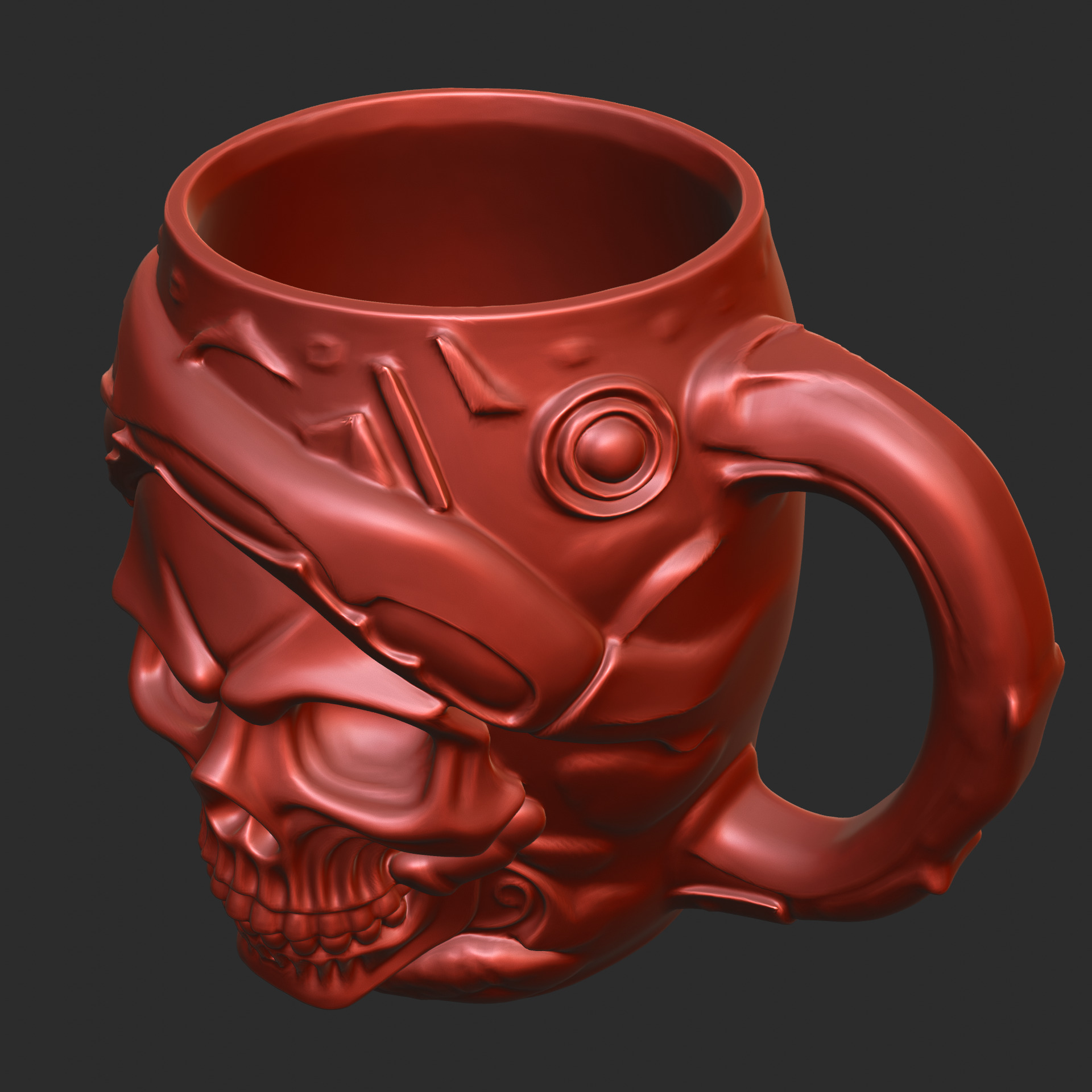Skull Head Carved Mug 3D print model_13