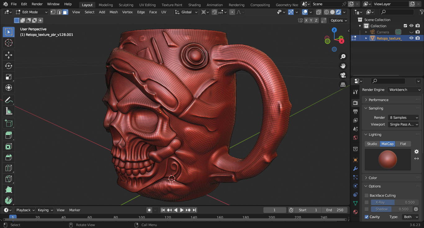 Skull Head Carved Mug 3D print model_4