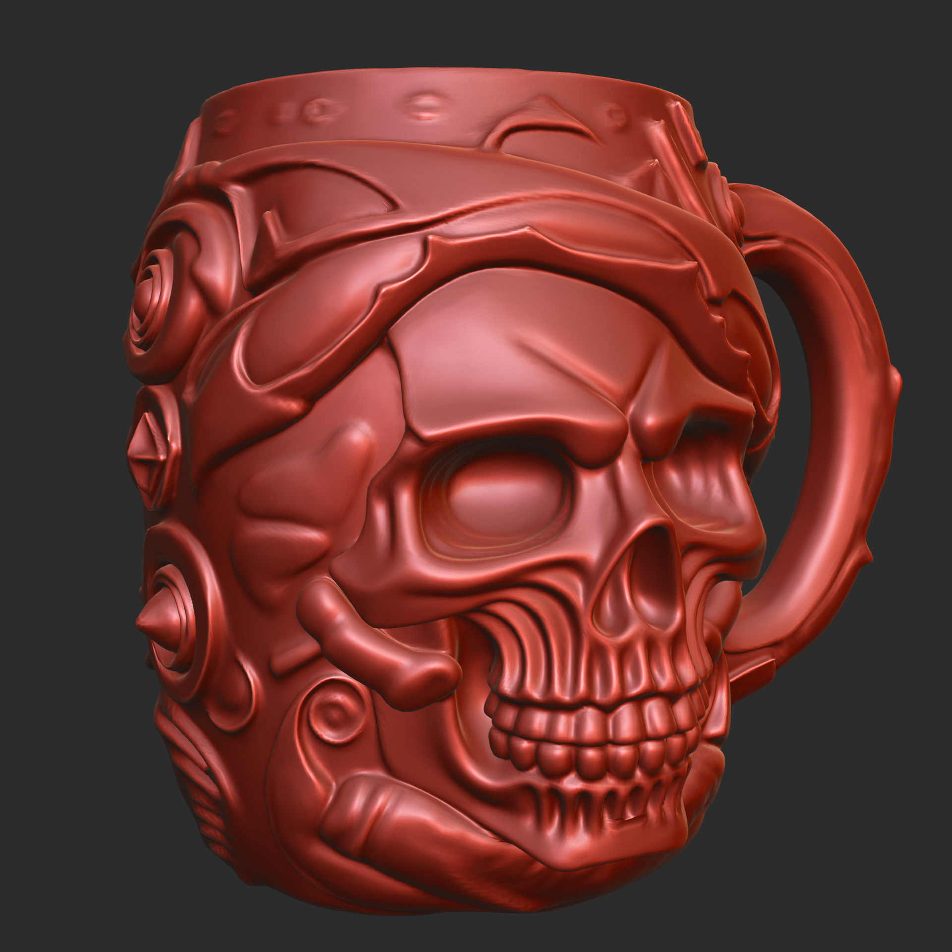 Skull Head Carved Mug 3D print model_6