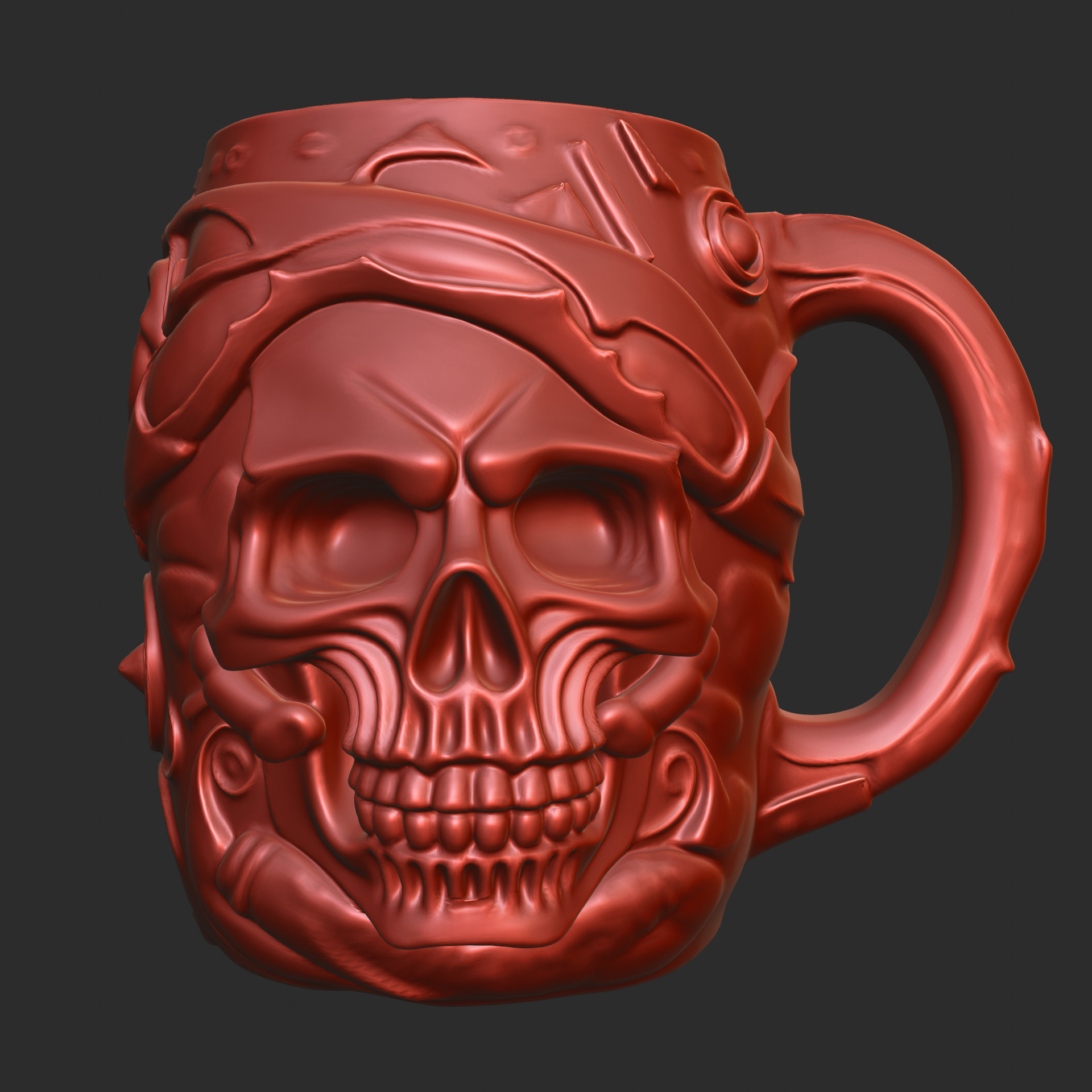 Skull Head Carved Mug 3D print model_1