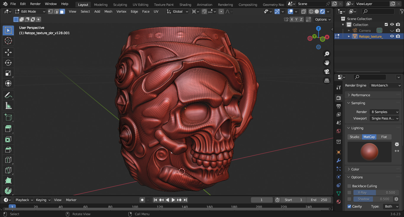 Skull Head Carved Mug 3D print model_7