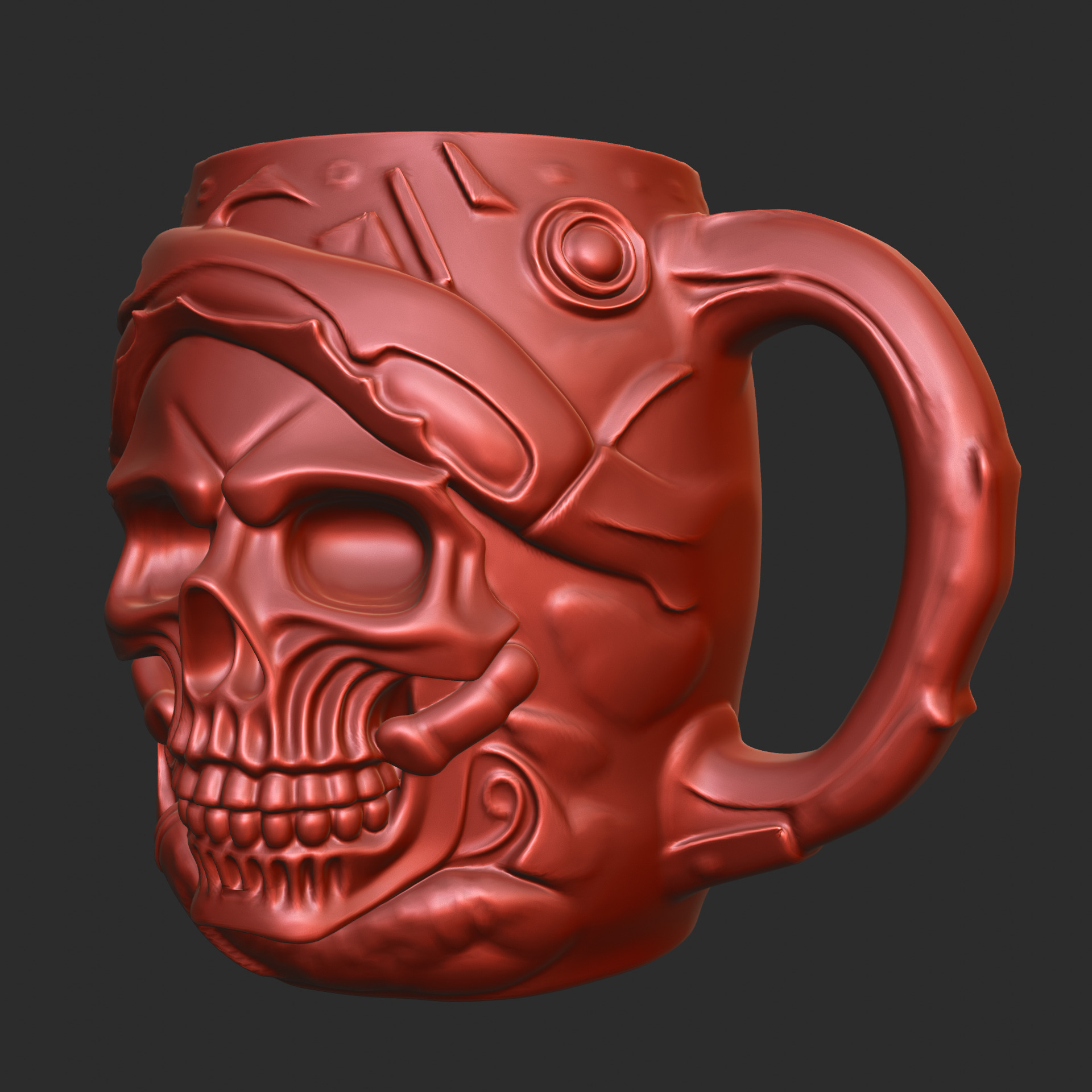 Skull Head Carved Mug 3D print model_5