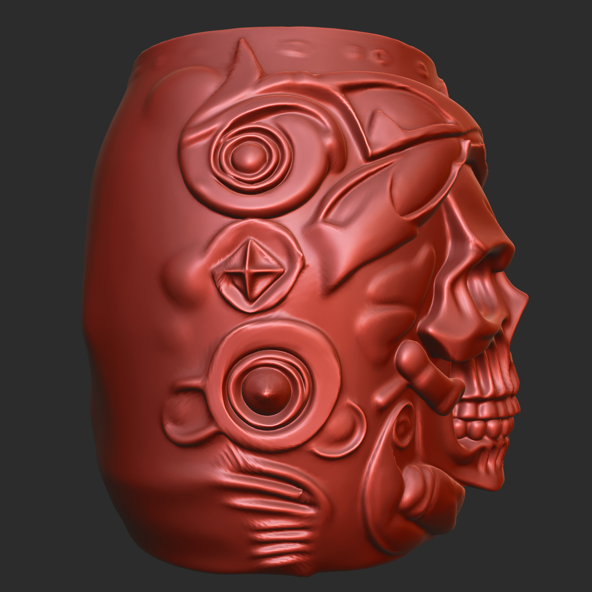 Skull Head Carved Mug 3D print model_12