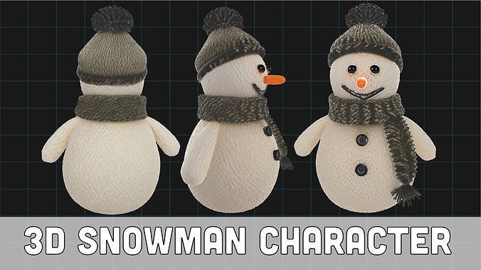 knitted Snowman Character Winter Decor 3D model