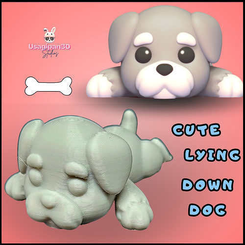 Cute Lying Down Dog 3D print model