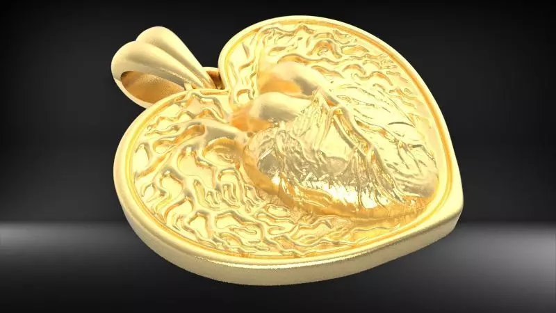 Human Heart pendant with bail 3D print model