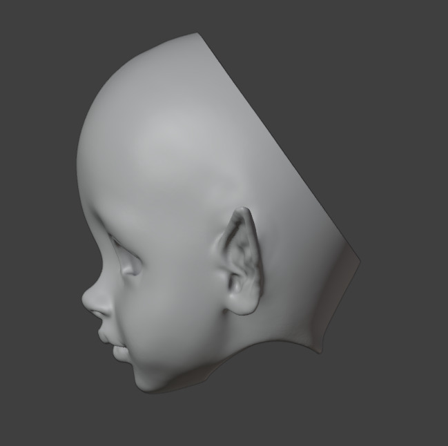 Digital file kid Elf head with horizontal ears for bjd doll STL 3D print model_4
