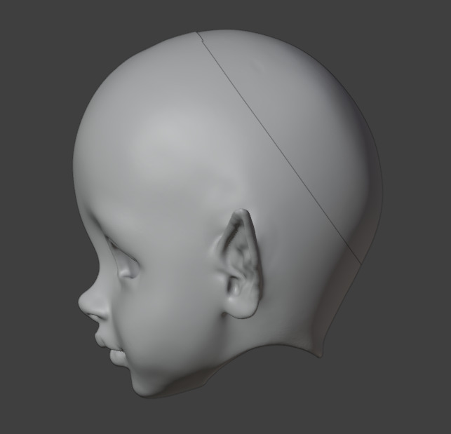 Digital file kid Elf head with horizontal ears for bjd doll STL 3D print model_1