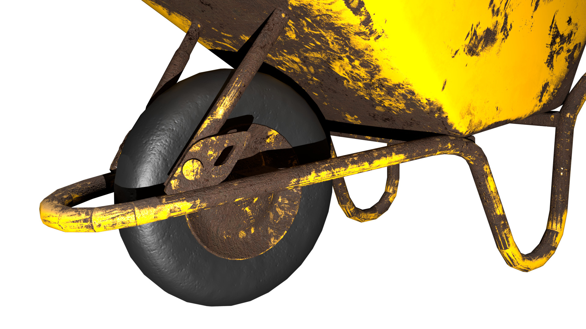 Old Vintage Wheelbarrow Optimized Low Poly Model PBR Ready Low-poly 3D model_1