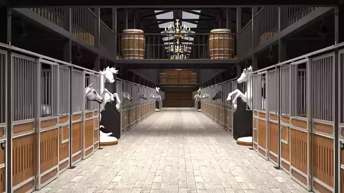 High-Poly Horse Stable 