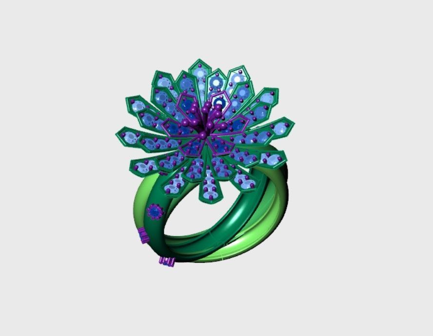 Flower Rings 3D print model_2