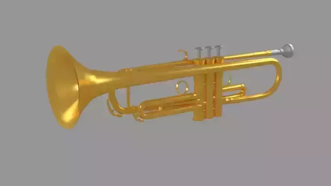 Trumpet golden Low-poly 3D model