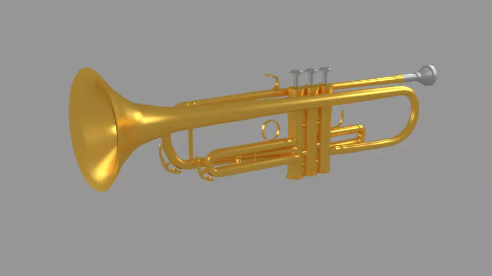 Trumpet golden Low-poly 3D model_0